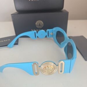Versace Blue Sunglasses with Gold Accents